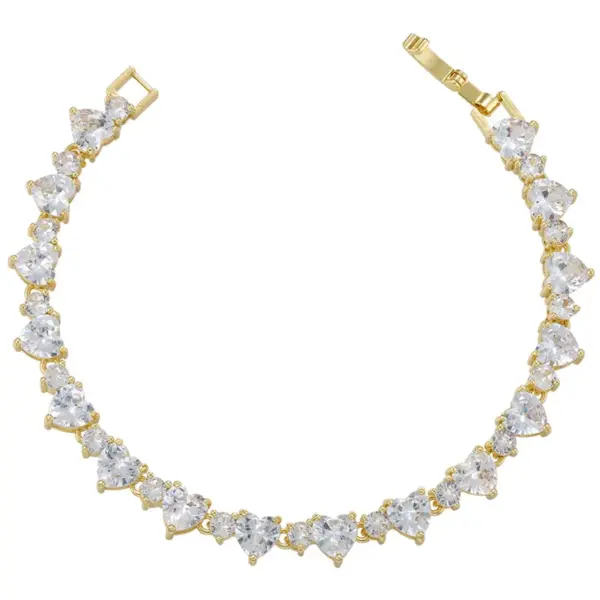 Wholesale Simple Style Heart Shape Copper Plating Zircon Bracelets 1 Piece