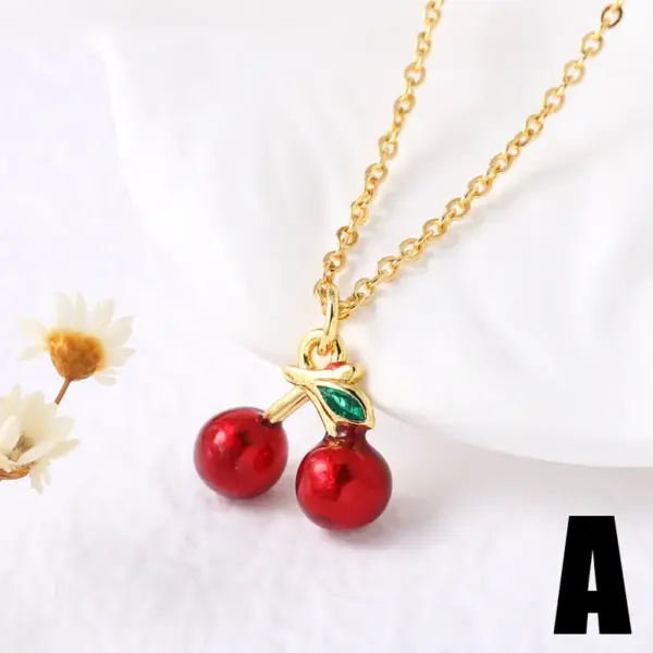 Plated 18K Gold Cherry 201 Stainless Steel Copper Modern Style Classic Pendant Necklace