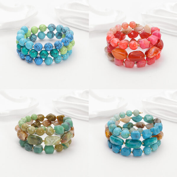 oly-92a9093a2178e0e2f2b592822ab9d5a1 Wholesale temu, a brand new cross-border Bohemian style acrylic natural stone beaded bracelet with multi-layer elastic bangle.