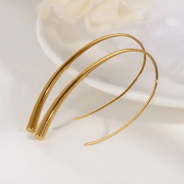 Wholesale PVD Coated 18K Gold Plated Geometric Titanium Steel Korean Style Waterproof Non Tarnish Earrings