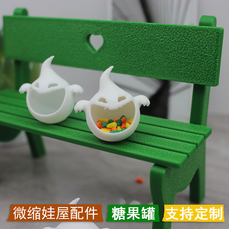Wholesale 1:12 Doll House Miniature Scene Furniture Decoration Small Ornaments Mini Ghost Candy Jar Decorations