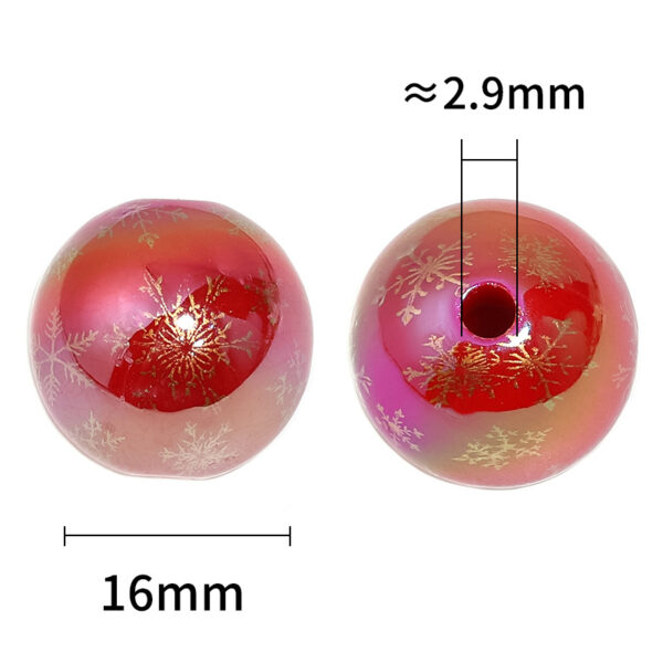 Wholesale Santa Claus printed round beads colored snowflake acrylic bead