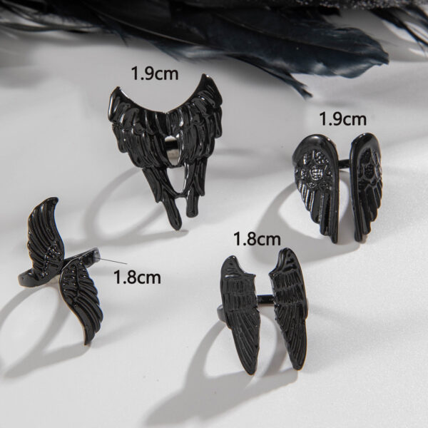 oly-92b54adf1c55f4569ba4f39fadfc1829 Wholesale Dark punk retro angel wings ring four-piece set