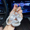 Wholesale New clay lips pearl chain car key chain pendant creative Korean bow bag ornaments women's cross-border