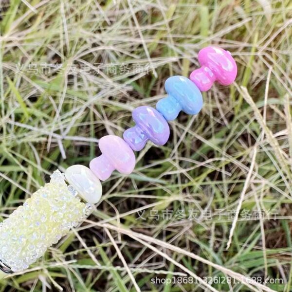 Wholesale Small mushroom acrylic macaron 3D vertical beaded string