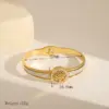 Simple Style Classic Style Tree Solid Color Flower 304 Stainless Steel 18K Gold Plated Zircon Bangle In Bulk