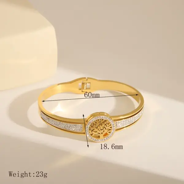 Simple Style Classic Style Tree Solid Color Flower 304 Stainless Steel 18K Gold Plated Zircon Bangle In Bulk