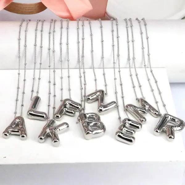 Wholesale Hip-hop Simple Style Classic Style Letter Copper Silver Plated Pendant Necklace In Bulk