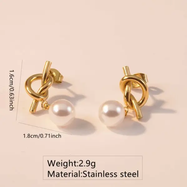 Wholesale 304 Stainless Steel Plastic Knot Ion Plating (IP) 18K Gold Plated Cute Classic Style Waterproof Non Tarnish Multicolor-Golden Yellow Ear Studs
