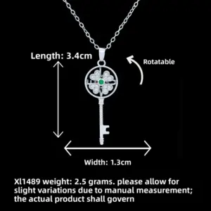 XL1489 Four-leaf Clover Key Necklace / Silver
