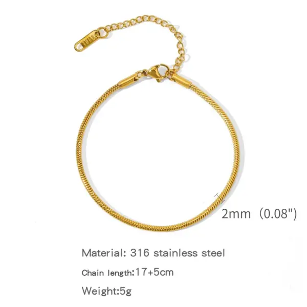 Real Gold Plated Geometric Solid Color 304 Stainless Steel Simple Style Waterproof Non Tarnish 304 Stainless Steel Bracelets