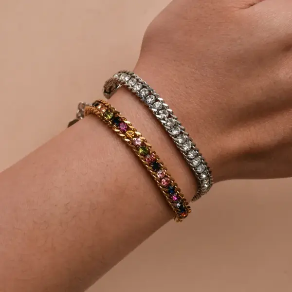 Elegant Shiny Geometric 304 Stainless Steel Chain-free Bracelets In Bulk