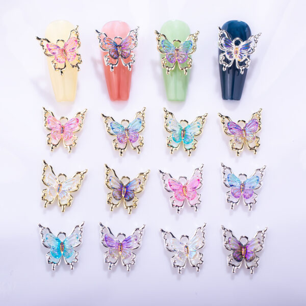 Wholesale New Butterfly Nail Art Accessories Laser Magic Color Gradient Ice Penetrant Elf Butterfly Stereoscopic Nail Accessories Nail Art Butterfly