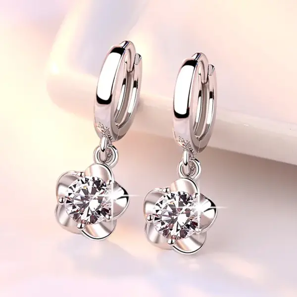 Wholesale Fashion Flower Copper Plating Inlay Zircon Drop Earrings 1 Pair