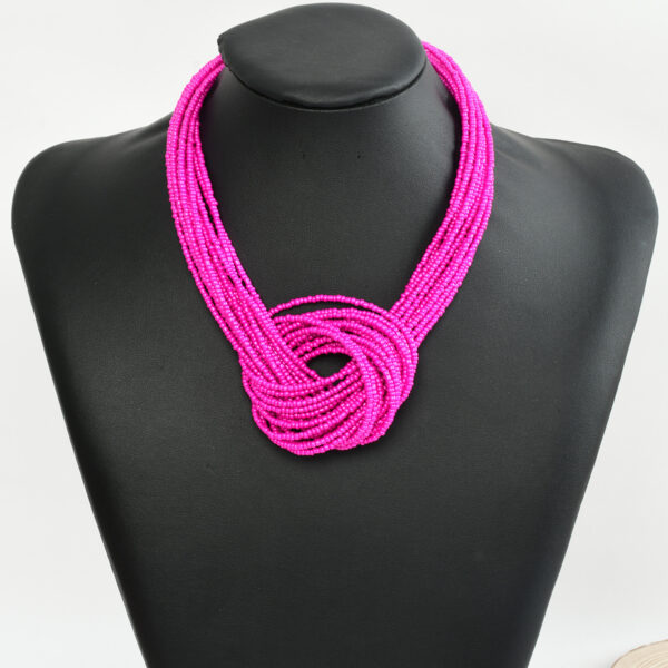 Wholesale European and American Fashion Commuter Multi-layer Beaded Knot Necklace Party Matching Necklace Wool Chain Clavicle Chain Clothing