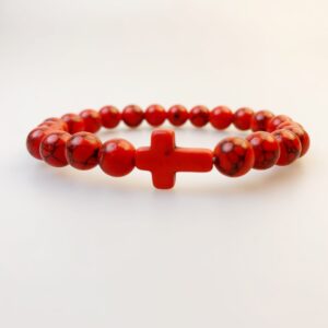 8mm red cracked stone