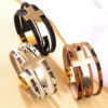 Wholesale Layered leather wide cross bracelet with magnetic clasp