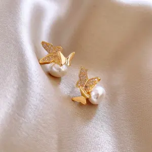 110# Silver Needle-Gold-White-Butterfly