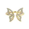 Shiny Butterfly Copper Gold Plated Silver Plated Zircon Open Ring In Bulk
