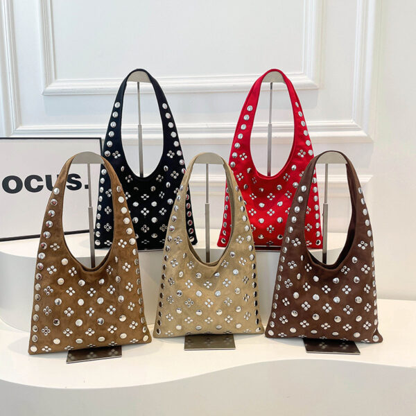 Wholesale Bag Polka Dot Rivet Underarm Bag Retro Portable Bucket Women's Bag