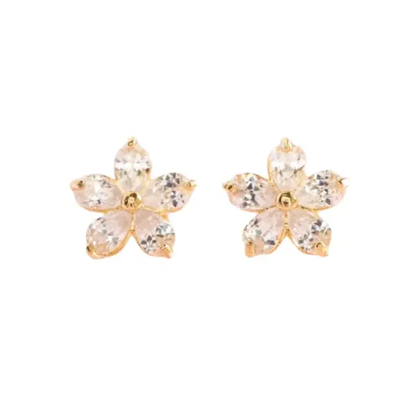 Wholesale 1 Pair Simple Style Classic Style Flower Plating Inlay Copper Zircon 18K Gold Plated Ear Studs