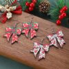 Wholesale Christmas gingerbread man flower Christmas tree bow pendant earrings, wooden double-sided earrings, gift