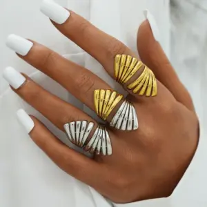 Wholesale PVD Coated Real Gold Plated 18K Gold Geometric 304 Stainless Steel Casual Simple Style Waterproof Non Tarnish Adjustable Ring