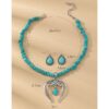 oly-9315c7af7dd2acb36358a5e8404e5e71 Wholesale Cross-Border European and American New Retro Water Drop Necklace Turquoise Earrings Western Style Exaggerated Turquoise Necklace Manufacturer