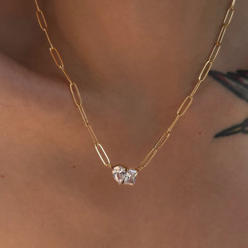 Wholesale Retro Water oplets Titanium Steel Plating Inlay Zircon Pendant Necklace
