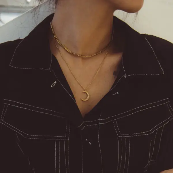 Wholesale PVD Coated 14K Gold Real Gold Plated Geometric 304 Stainless Steel Fashion Waterproof Non Tarnish 304 Stainless Steel Necklace