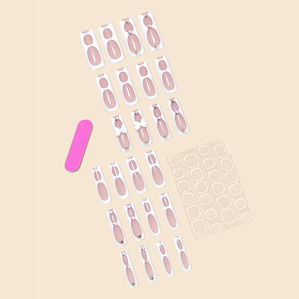 Wholesale Cross-border European and American long ballet wear nail super long water pipe ballet bow nail fake nail nail nail beauty sticker