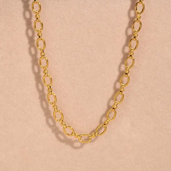 Wholesale PVD Coated Real Gold Plated 18K Solid Color 201 Stainless Steel Simple Style Classic IG Waterproof Non Tarnish Necklace
