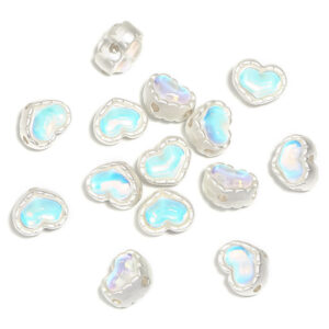 Heart-shaped Aurora Blue / 10x13mm four-hole beads