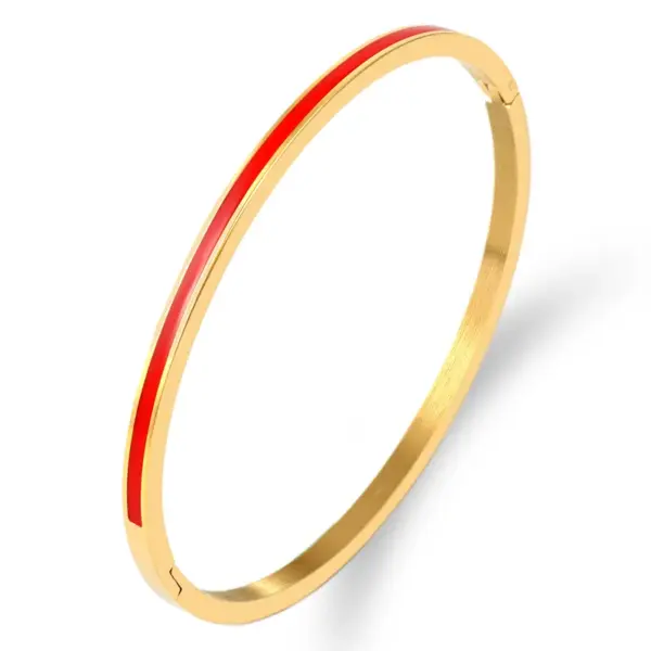 PVD Coated Real Gold Plated 18K Gold Solid Color Stainless Steel Streetwear Waterproof Non Tarnish Titanium Steel Bangle