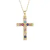 Wholesale Elegant Lady Cross Copper Plating Inlay Zircon Pendant Necklace