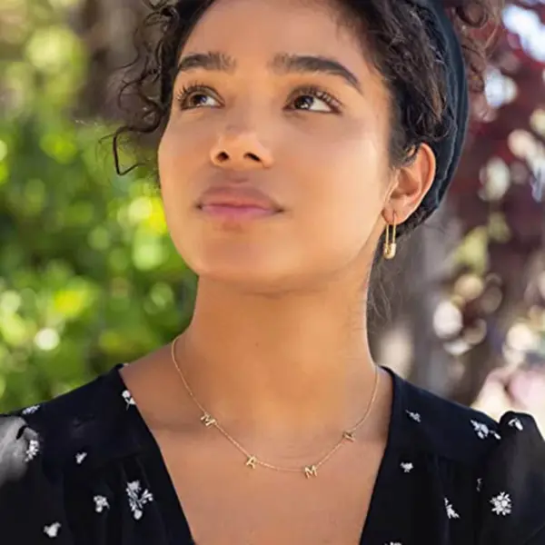 PVD Coated Real Gold Plated Letter 304 Stainless Steel MAMA Simple Style Waterproof Non Tarnish 304 Stainless Steel Necklace