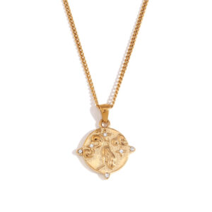 Side chain round sticky diamond tarot card-gold-stars