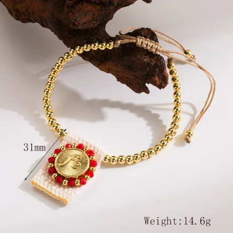 Wholesale Cloth Copper 18K Gold Plated Casual Simple Style Braid Round Letter Bracelets