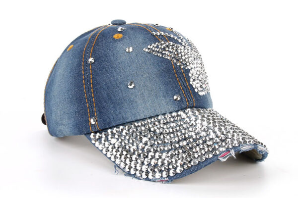 Wholesale AliExpress/eBay/Dunhuang/Taobao Source printed butterfly full Eaves point drill denim baseball cap B216