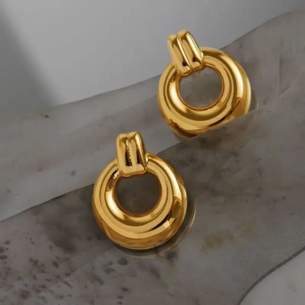 1 Pair Exaggerated Classic Style Round 304 Stainless Steel 18K Gold Plated Drop Earrings