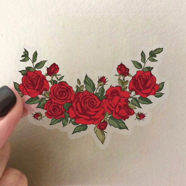 Wholesale 50 sheets transparent retro red rose sticker bag waterproof transparent PET hand account material decorative guitar notebook
