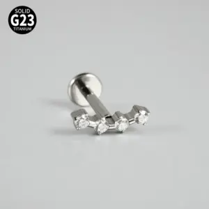 Steel Color 4 Zircon Arc / Rod Thickness * Rod Length 1.2x8mm