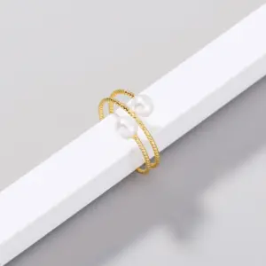 Wholesale Copper Double Bead Winding Artificial Pearls Copper Rings
