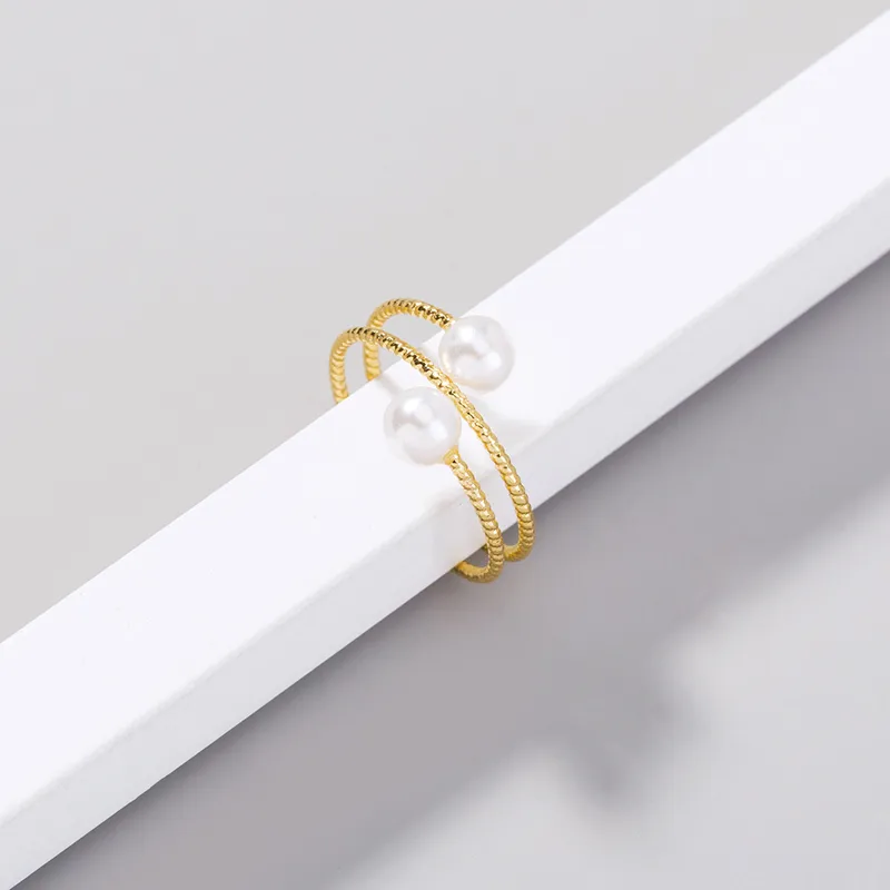 Wholesale Copper Double Bead Winding Artificial Pearls Copper Rings
