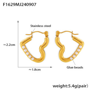 F1629-Gold imitation pearl earrings
