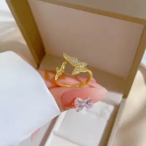 Gold Double Butterfly Ring