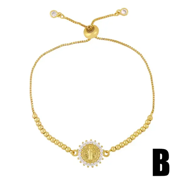 Wholesale Fashion Geometric Copper 18k Gold Plated Artificial Gemstones Bracelets In Bulk