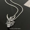 Wholesale Golden Horn Prajna Titanium Steel Necklace Male Ghost Mask Pendant Hip-Hop Duffian Handsome Cool Personality Pendant Sweater Accessories Trendy