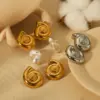 Wholesale PVD Coated Real Gold Plated 18K Gold Spiral 304 Stainless Steel IG Style Casual Waterproof Non Tarnish Ear Studs