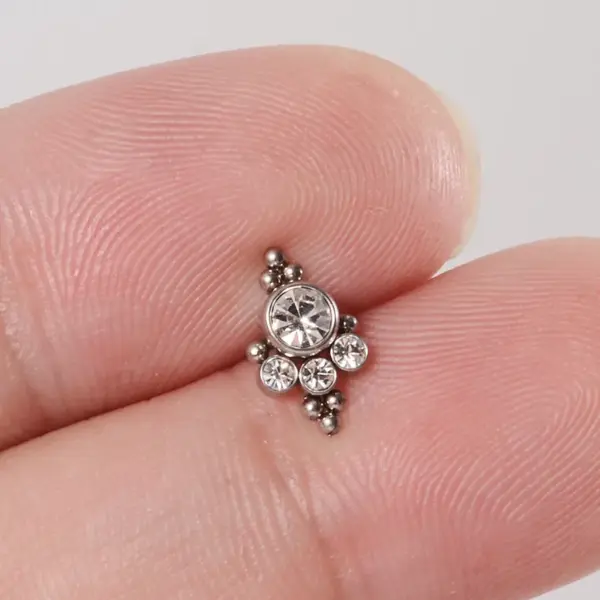 1 Piece Ear Cartilage Rings & Studs Simple Style Geometric 304 Stainless Steel G23 Titanium Stainless Steel Plating Inlay Rhinestones